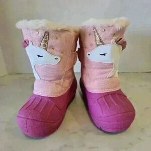 Cat & Jack Thermolite Unicorn Snow Boots Faux Fur Lined Toddler Girls Size 7